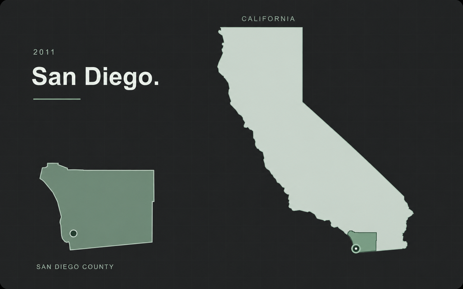 California with San Diego highlighted and a San Diego County detail