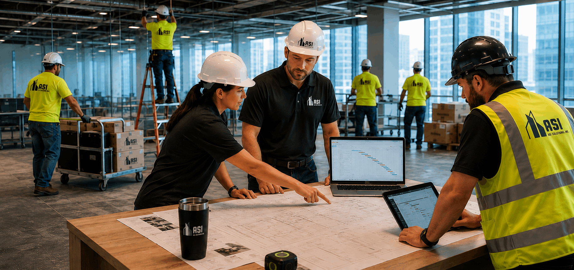 ASI team members working on planning and field execution.