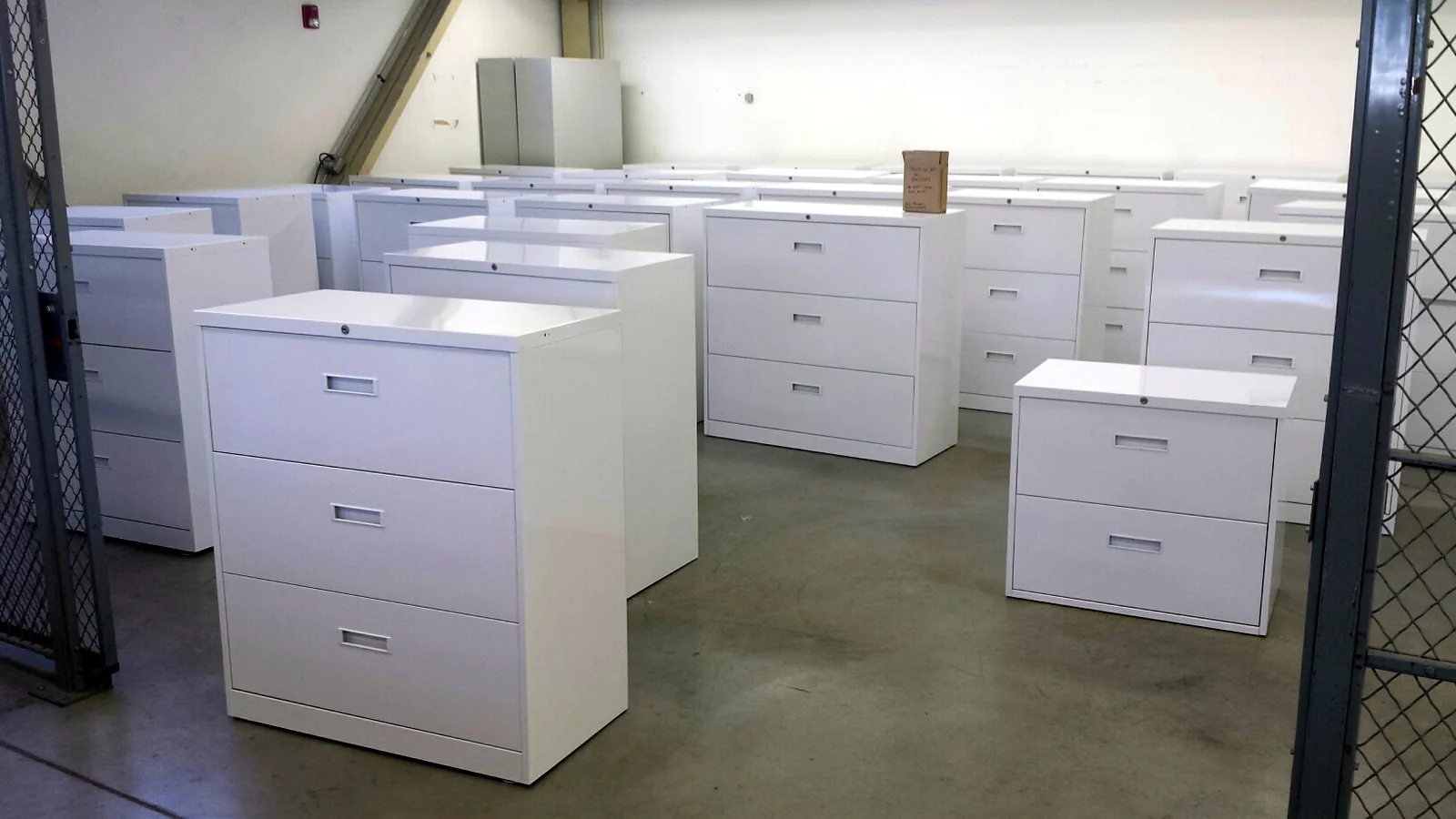 Recovered filing cabinets ready for reuse