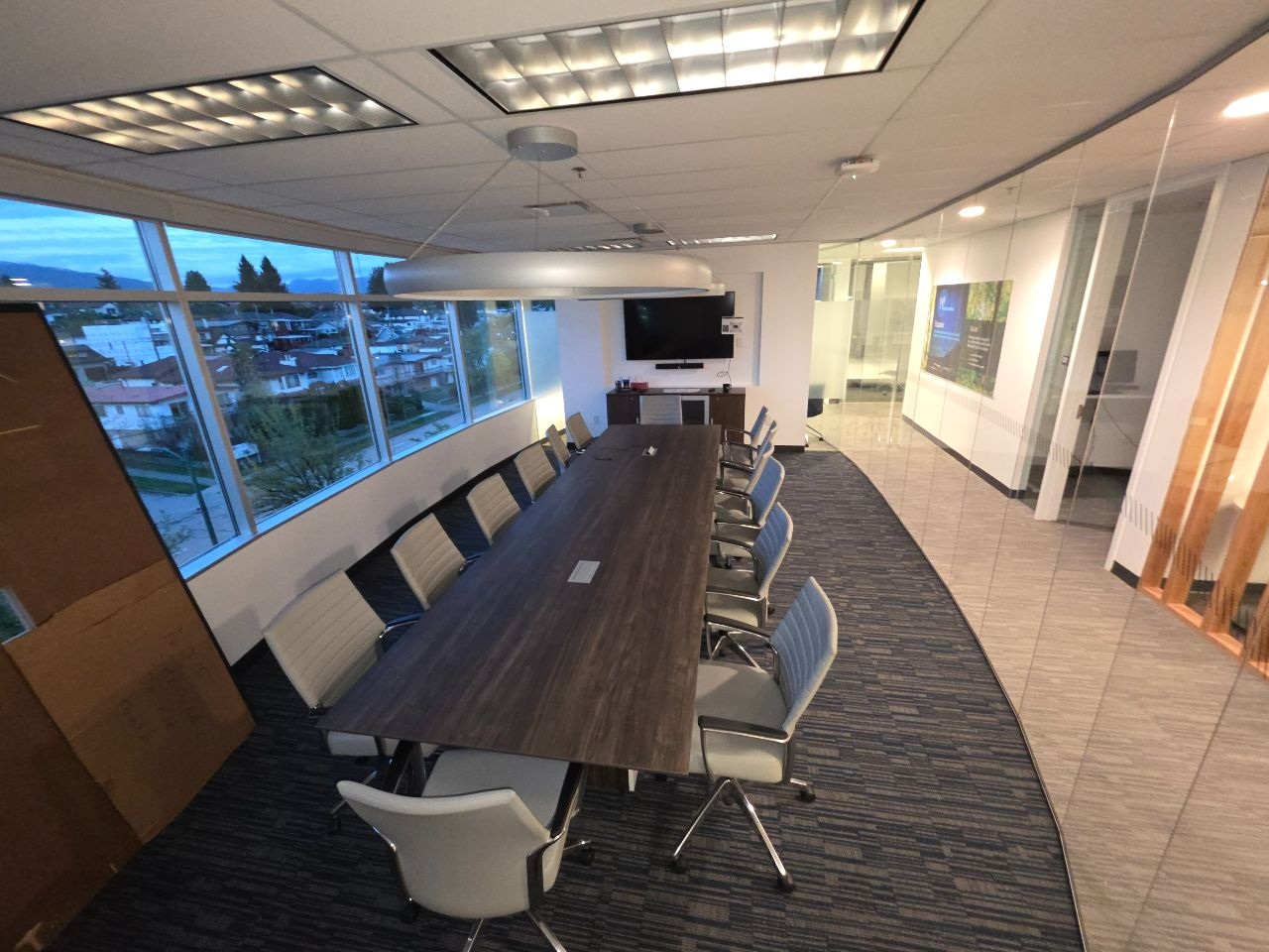Brown and Caldwell Vancouver meeting space with furniture and audiovisual technology