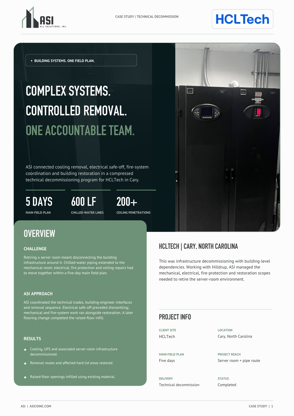 HCLTech Cary technical decommissioning case study cover