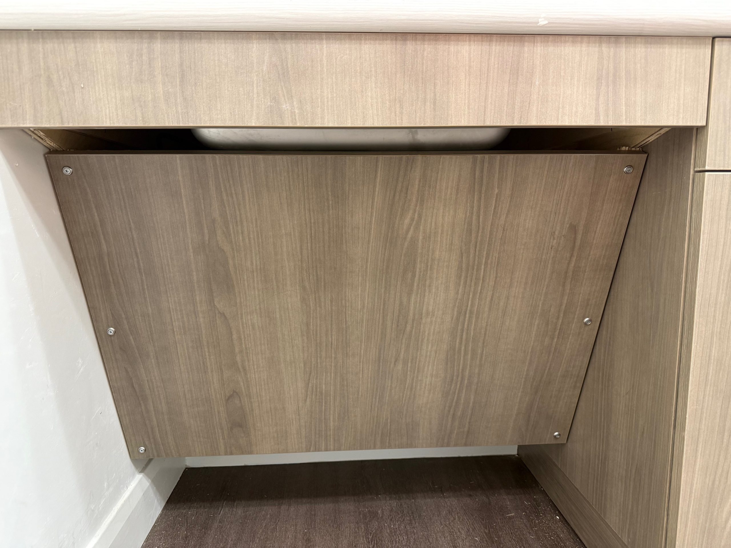 Completed Stantec St. George kitchenette knee recess and panel