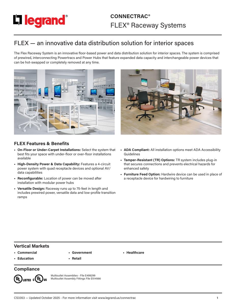 Connectrac Flex Raceway manufacturer cut sheet