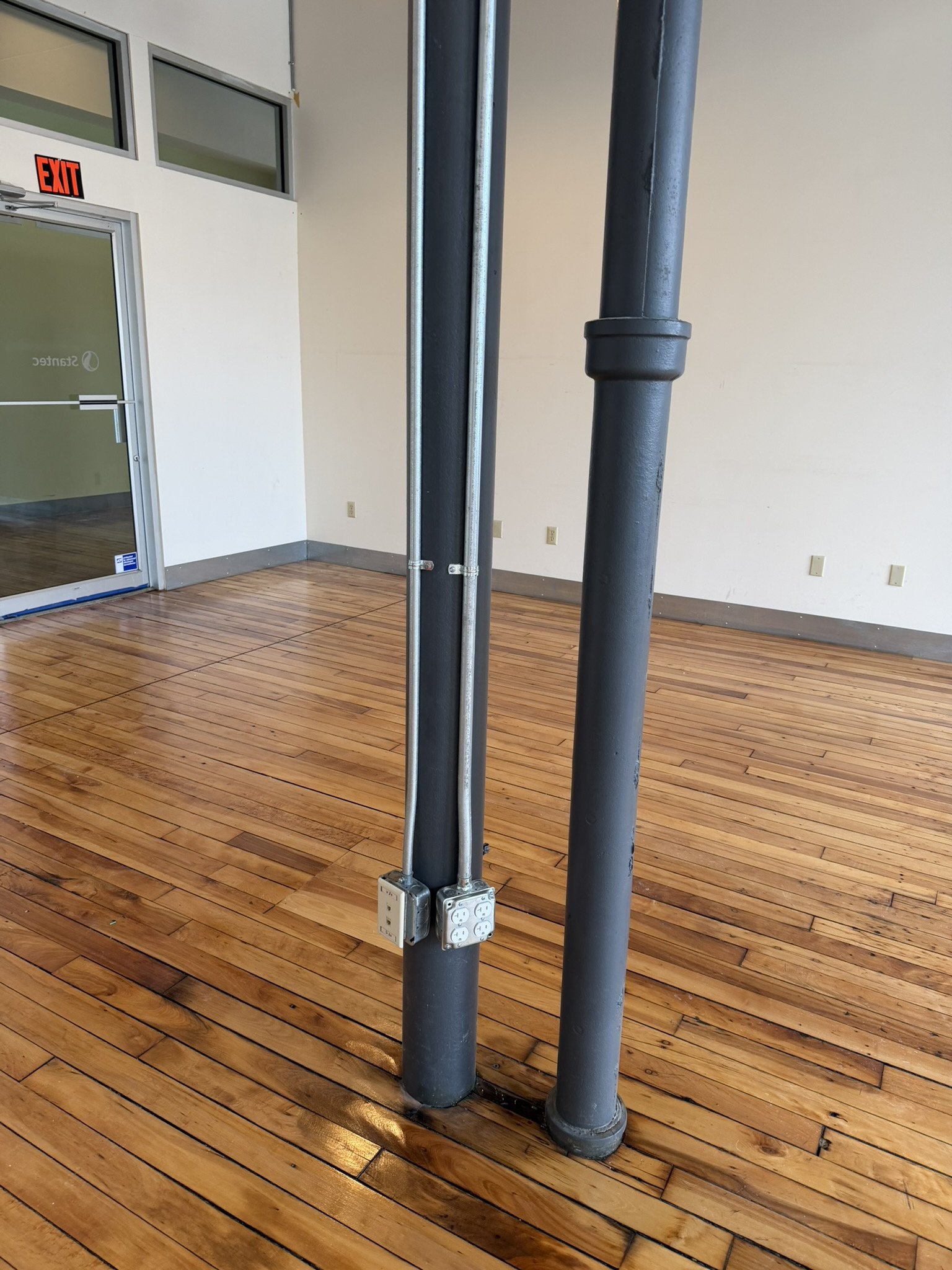 Dedicated power receptacle installed before surrounding furniture reconfiguration was complete