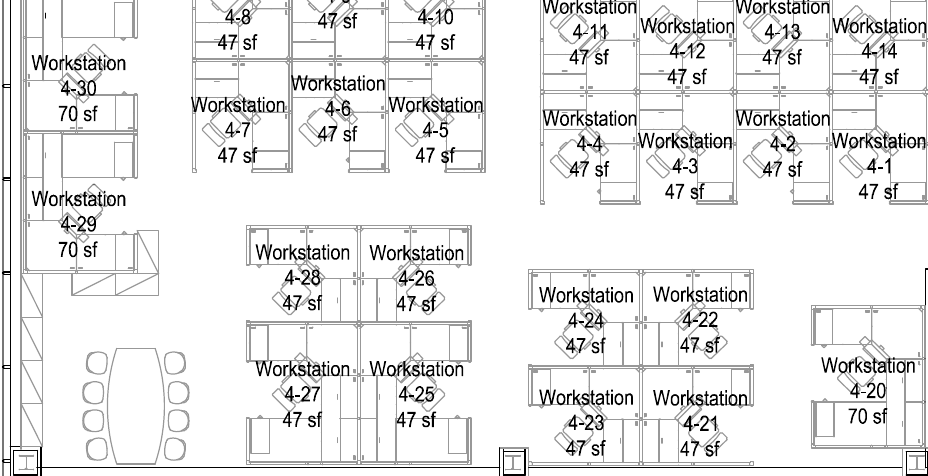 Sanitized excerpt of existing Stantec Hauppauge workstation arrangement