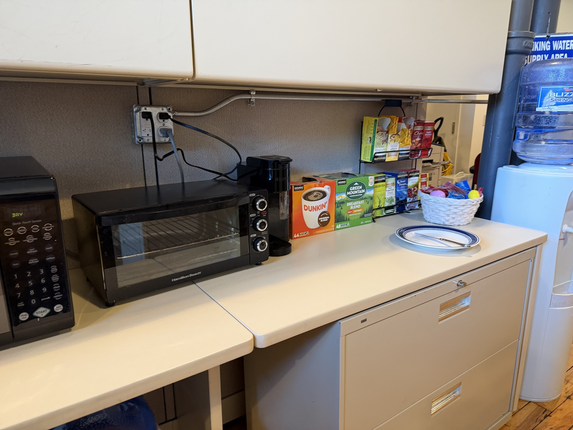 Completed electrical connection at the kitchen counter