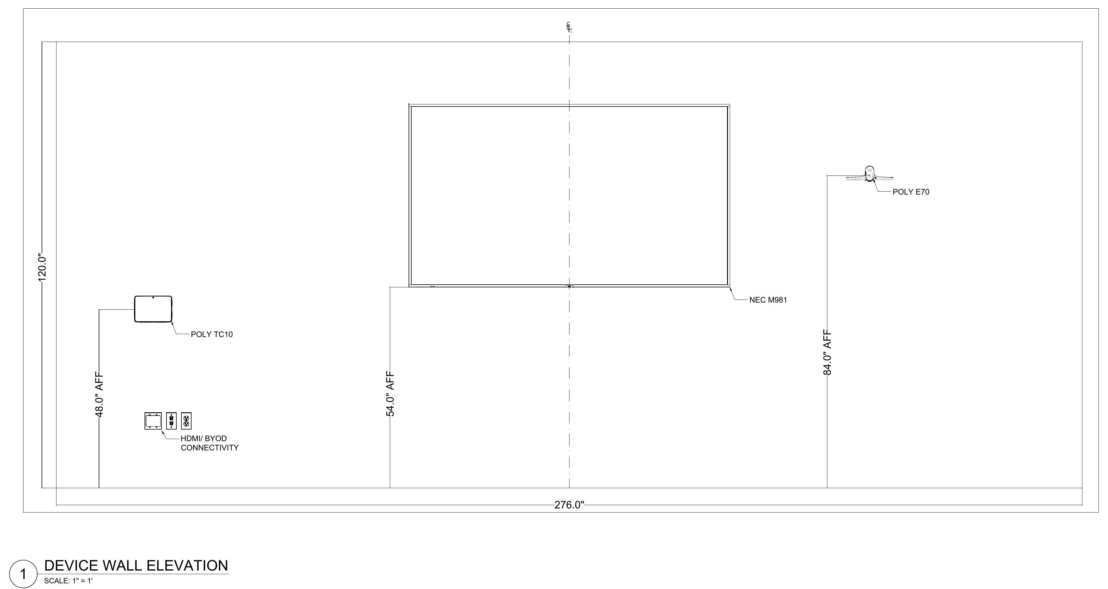 Large meeting-room device elevation