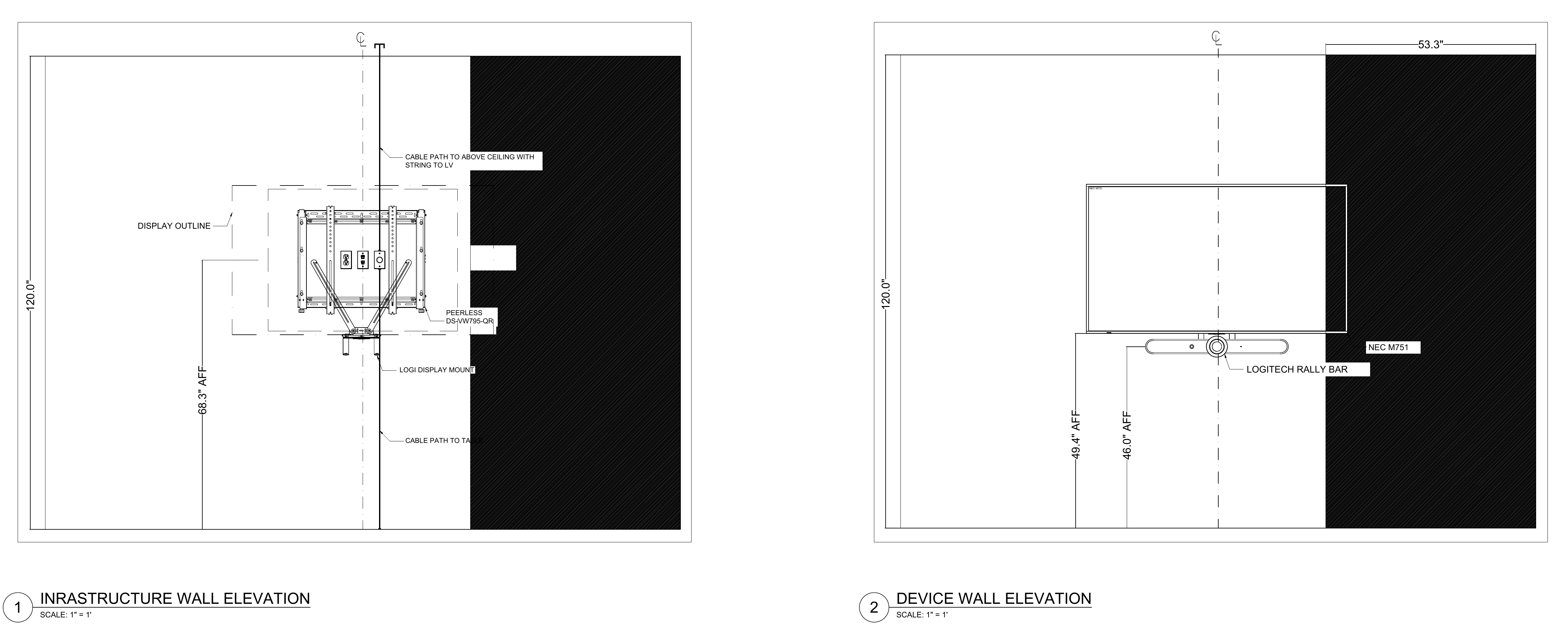 Meeting-room display and infrastructure elevations