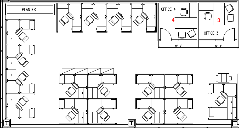 Sanitized excerpt of Stantec Hauppauge reconfigured workstation arrangement