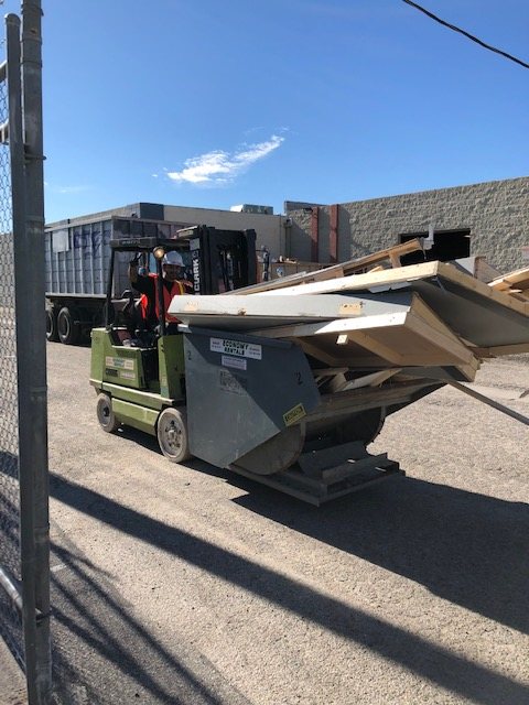 Material handling and container logistics for Canoga Park studio removal
