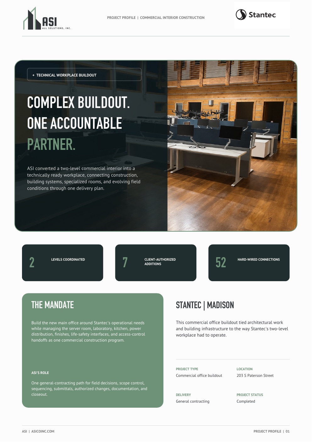 Cover of the Stantec Madison commercial interior construction case study