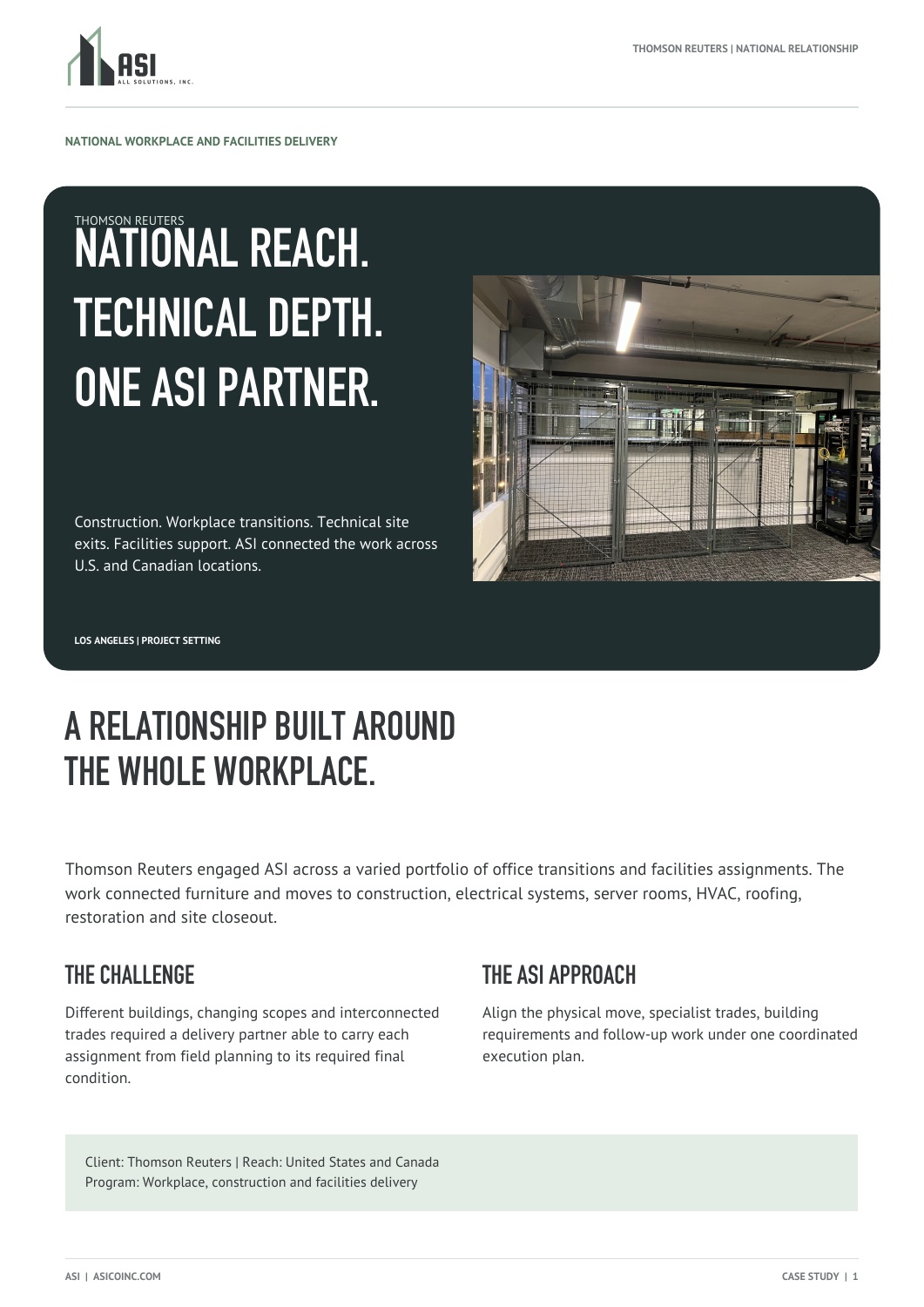 Thomson Reuters national workplace and facilities relationship case study cover