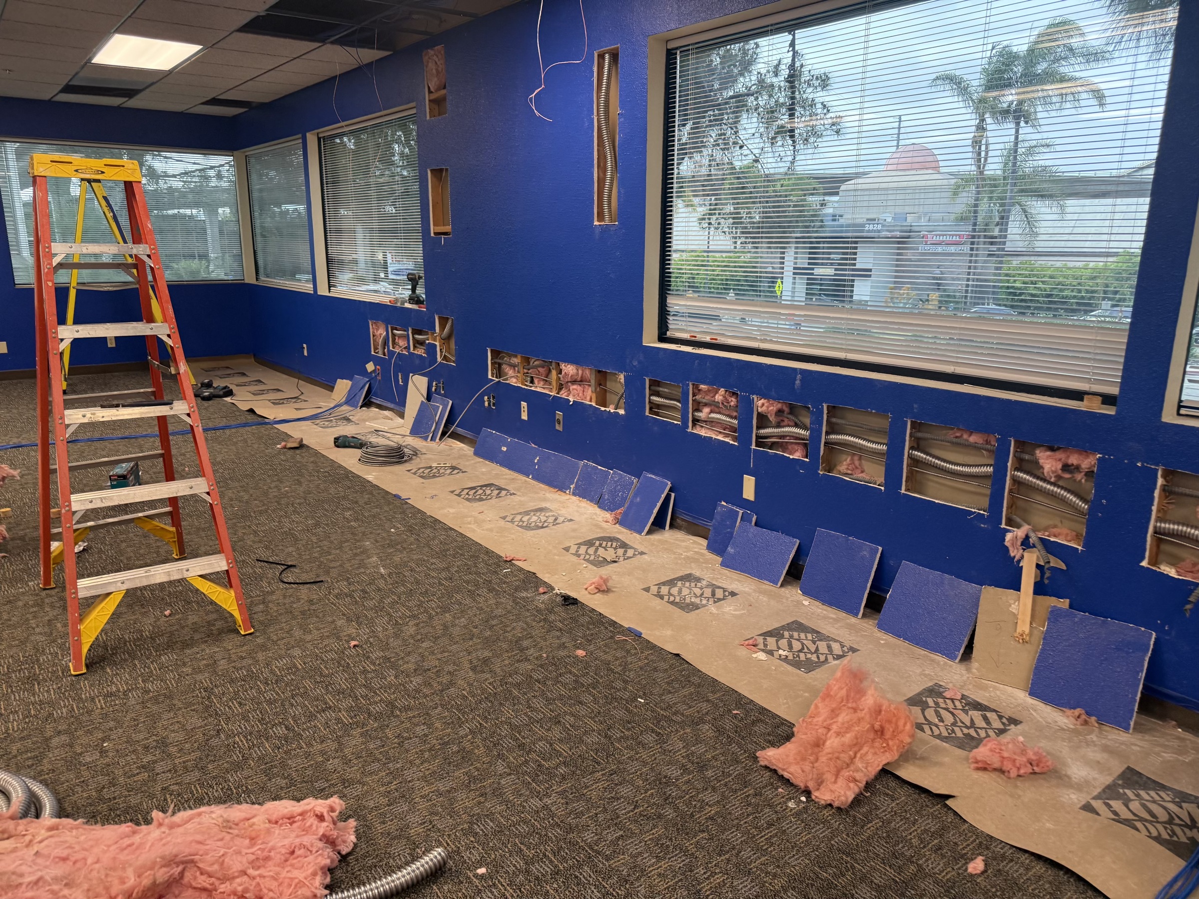 U.S. Bank Camino Del Rio wall openings for circuit relocations | In Progress