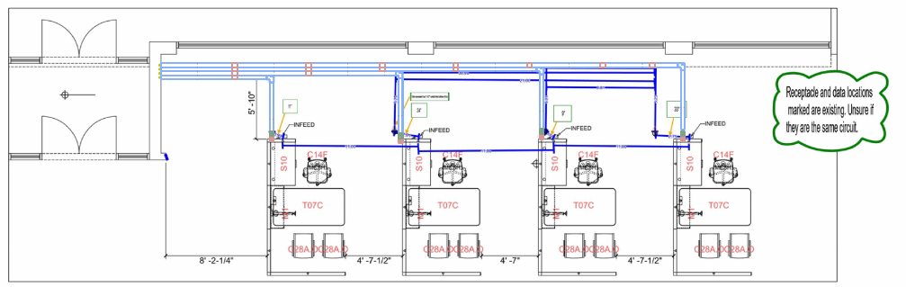 Connectrac planning layout for the U.S. Bank Dubuque workstations