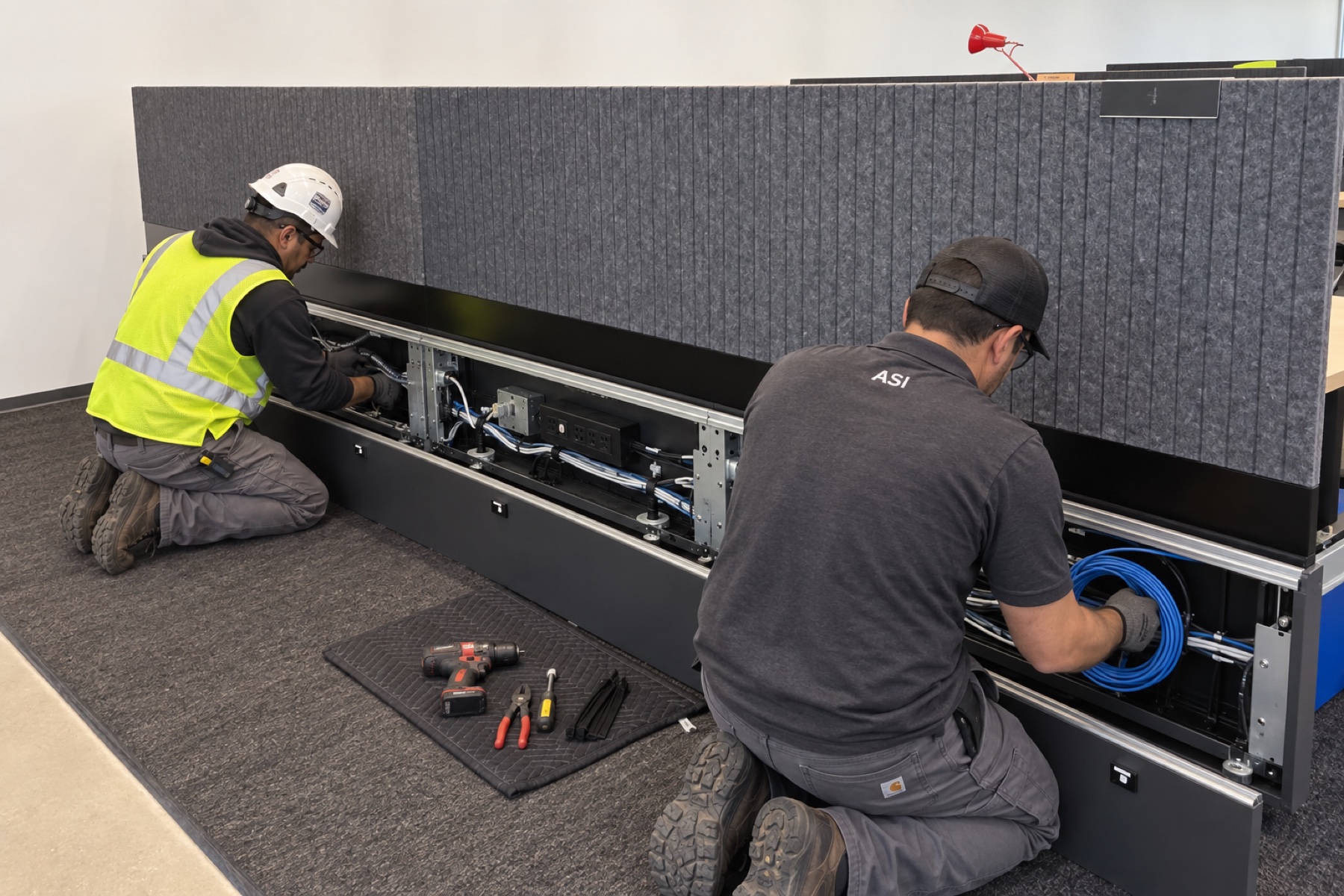 Vans Costa Mesa furniture power and data coordination