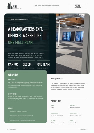 Vans Cypress headquarters decommission case study cover