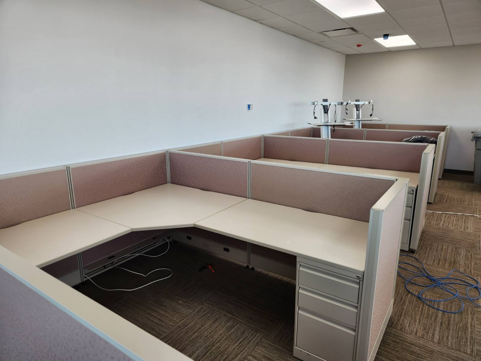 Workstation installation with service interfaces in progress at Stantec Hauppauge