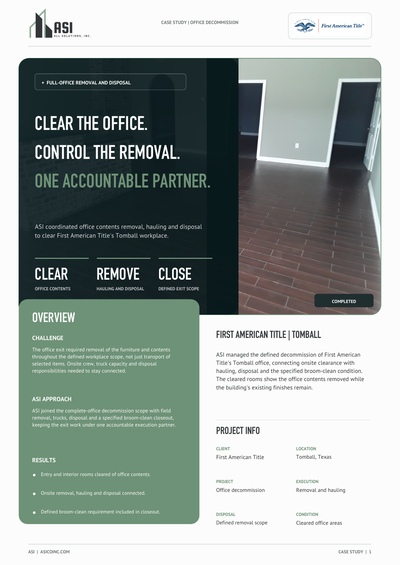 First American Title Tomball Office Decommission case study cover
