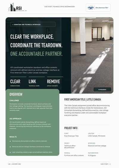 First American Title Little Canada Technical Office Decommission case study cover