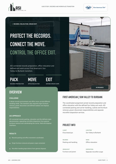 First American Sun Valley to Burbank Records and Workplace Transition case study cover