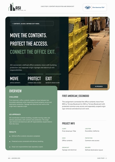 First American Title Escondido Office Contents Relocation case study cover
