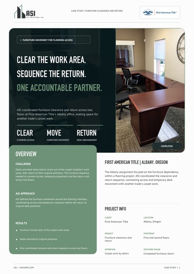 First American Title Albany Furniture Clearance and Return case study cover