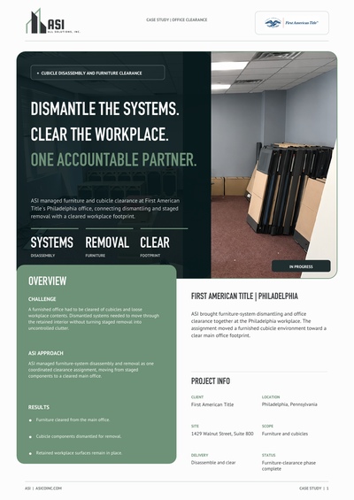 First American Title Philadelphia Office Clearance case study cover