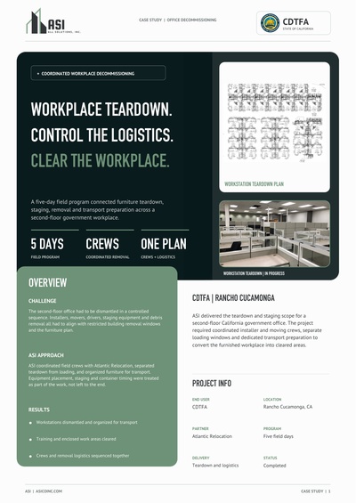 CDTFA Rancho Cucamonga coordinated workplace decommissioning case-study cover