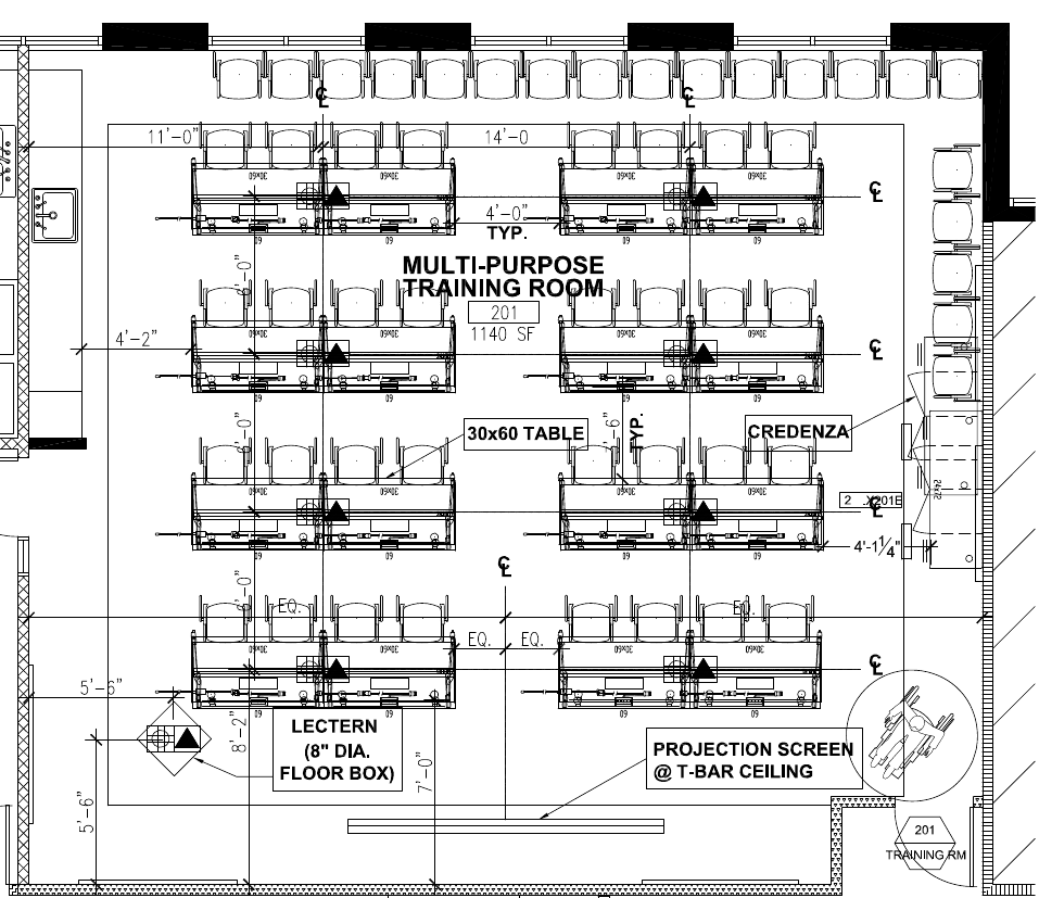 Training room | Furniture plan excerpt